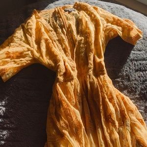 Yellow Laced Romper Dress w/ two leg slits